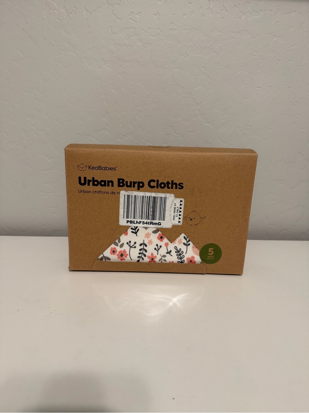 KeaBabies Urban Burp Cloths - White with Coral Floral
